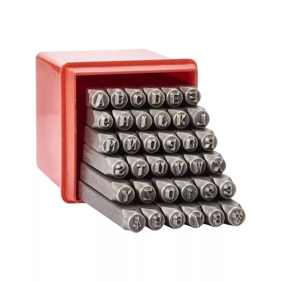 U8MO 36pcs/Box Letter & Number Metal Stamps Jewelry Stamping Tools Kit Seals 4mm PAT