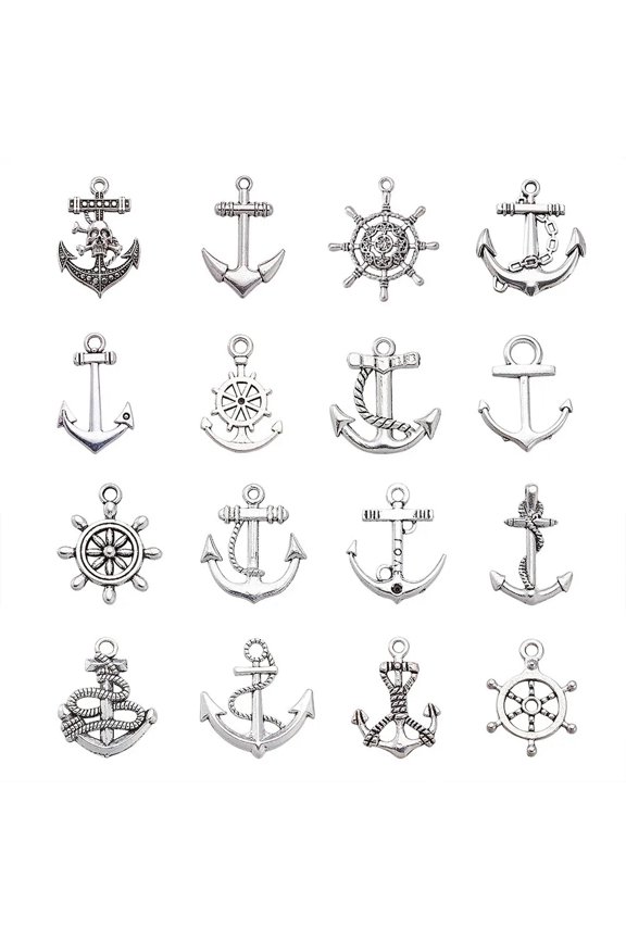 38~40pc/100g Tibetan Silver Alloy Pendants Mini Metal Dangle Charm Craft 17~30mm