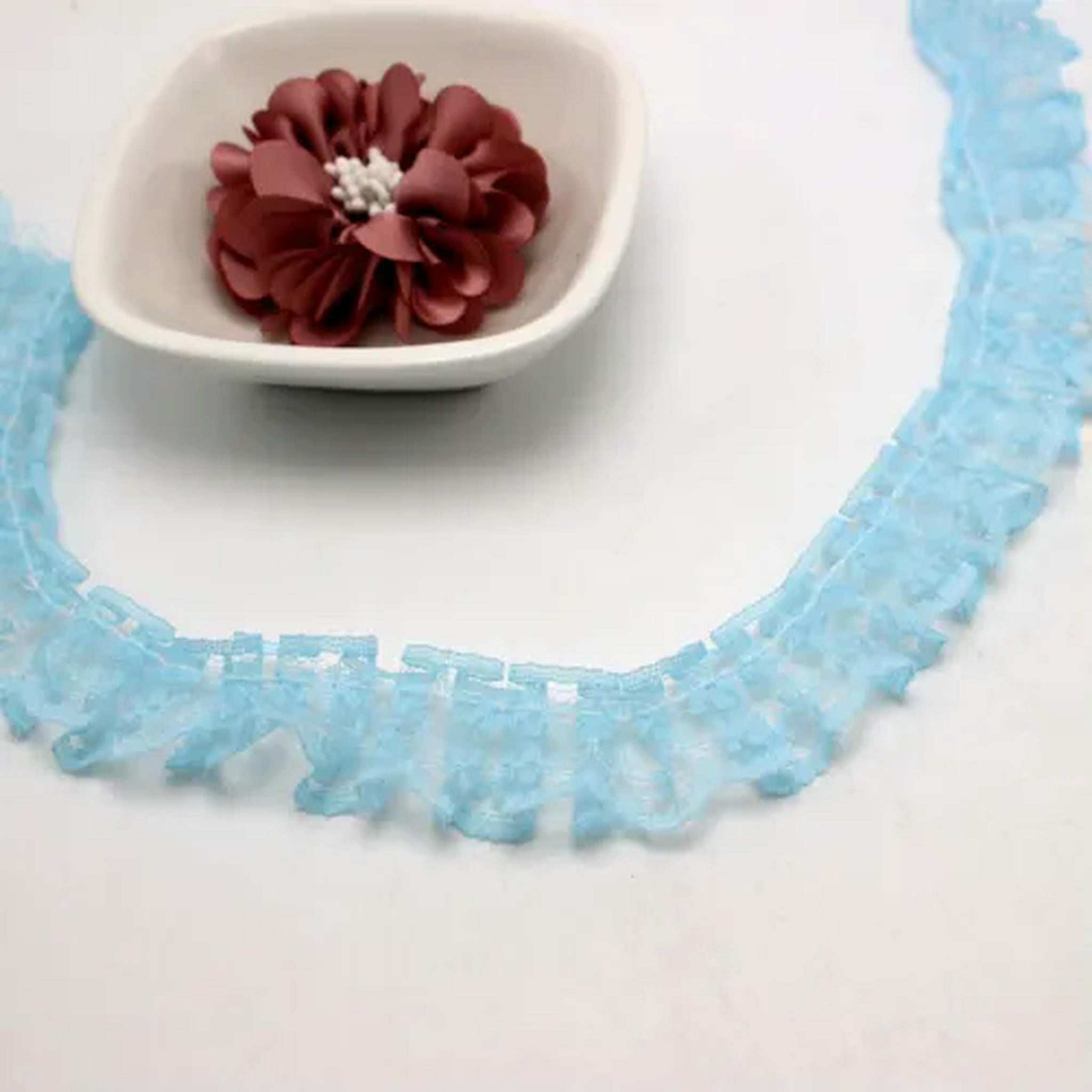 Light Blue Ruffled Ribbon U8MO 38 Yards Ruffle Unilateral Lace Trim Ribbon 23mm Sewing Wedding ...