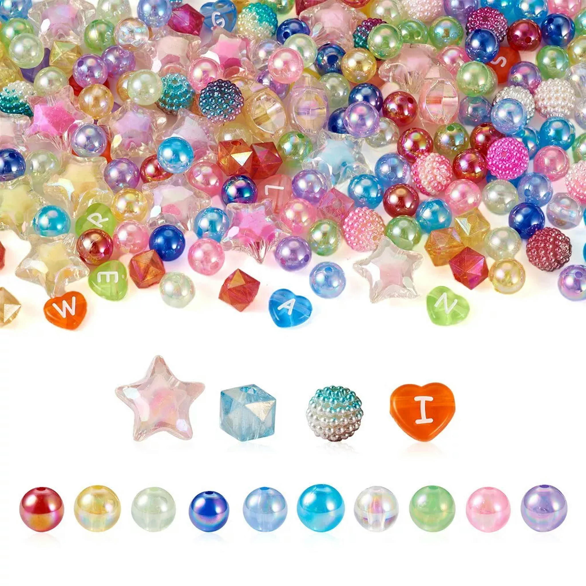 U8MO 380x Star Cube Heart Imitation Pearl Acrylic DIY Candy Color Bracelet Making Kit