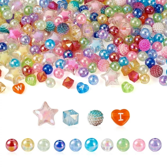 U8MO 380x Star Cube Heart Imitation Pearl Acrylic DIY Candy Color Bracelet Making Kit