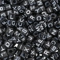 thumbnail image 1 of U8MO 3840pc/500g Random 6mm Black Cube Opaque Acrylic Large Hole Initial Letter Beads, 1 of 9