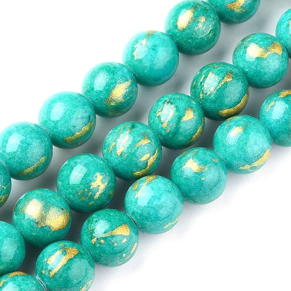 U8MO 39pcs/Strd LightSeaGreen Natural Jade Beads Smooth Round Stone Loose Spacer 10mm