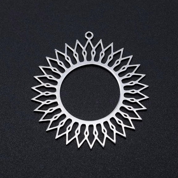 U8MO 3Pcs Stainless Steel Flower Sun Filigree Charms For DIY Jewelry Making 39x37x1mm