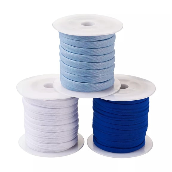 U8MO 3Roll 5mm Flat Polyester Elastic Cord Webbing Garment Sewing Soft Threads String