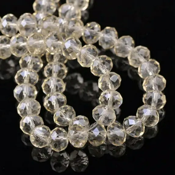 U8MO 3mm 4mm 6mm 8mm 10mm 12mm Rondelle Faceted Crystal Glass Loose Spacer Beads lot-117) Aqua Champagne-6X4mm (50pcs)