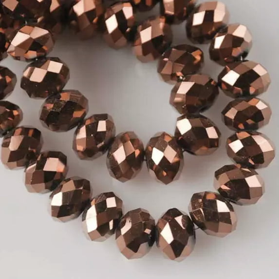 U8MO 3mm 4mm 6mm 8mm 10mm 12mm Rondelle Faceted Crystal Glass Loose Spacer Beads lot-119) Bronze-12X8mm (10pcs)