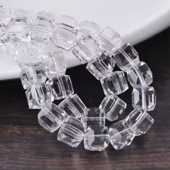 U8MO 3mm 4mm 6mm 8mm 10mm 14mm Crystal Glass Cube Faceted Loose Crafts Beads Lot-(1) Clear-6mm (50pcs)