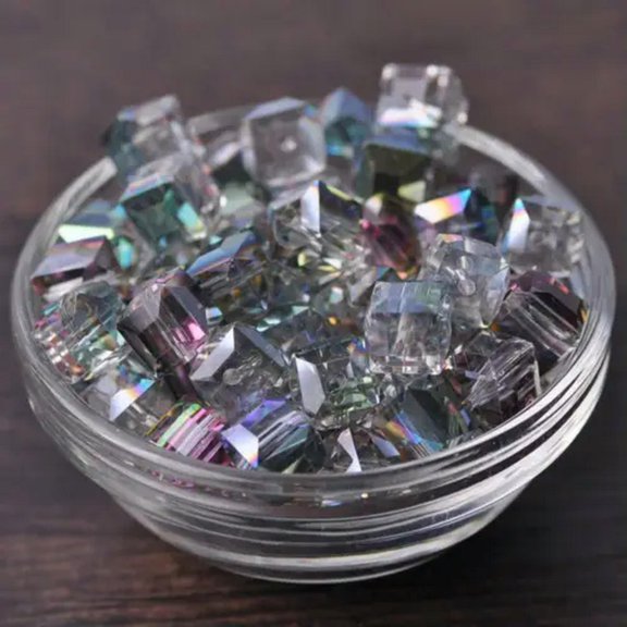 U8MO 3mm 4mm 6mm 8mm 10mm 14mm Crystal Glass Cube Faceted Loose Crafts Beads Lot-(11) Rose Green-3mm (100pcs)