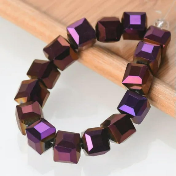 U8MO 3mm 4mm 6mm 8mm 10mm Cube Faceted Crystal Glass Loose Craft Beads DIY Jewelry-10mm(10pcs)-Metal Purple