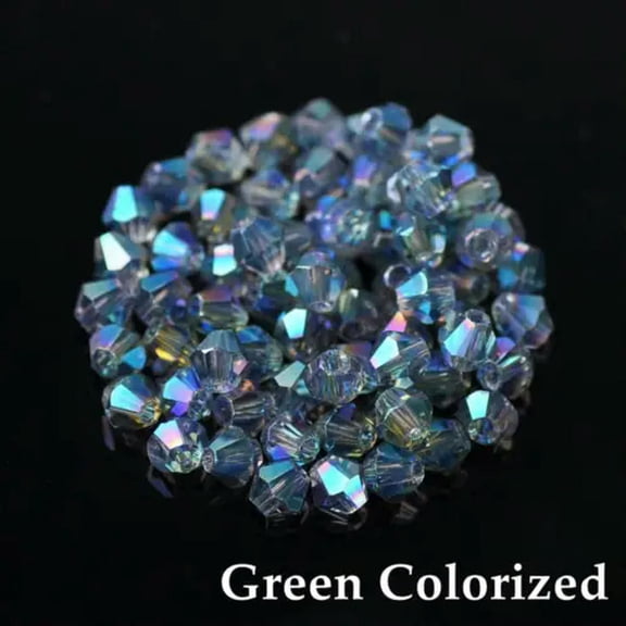 U8MO 3mm 4mm 6mm 8mm Bicone Faceted Crystal Glass Loose Beads lot for Jewelry Making-104 Green Colorized-4mm (200pcs)