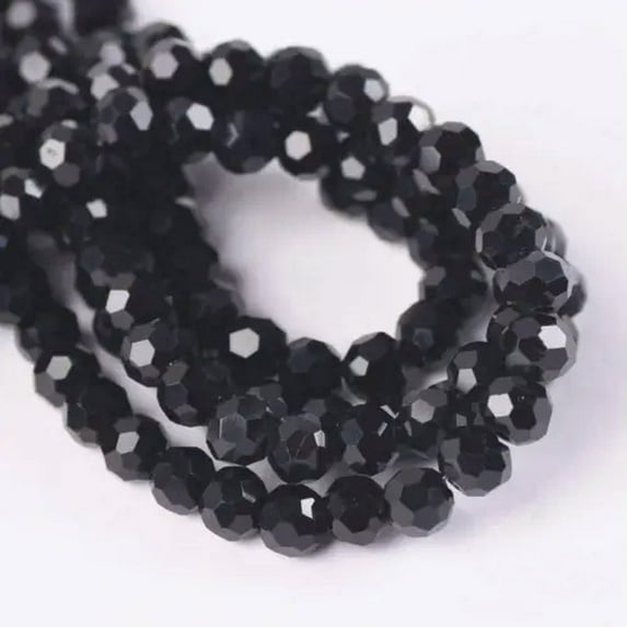 U8MO 3mm 4mm 6mm 8mm Round 32 Facets Crystal Glass Loose Crafts Beads Wholesale Lot-Black-6mm (100pcs)