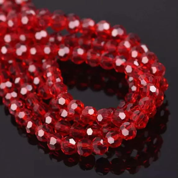 U8MO 3mm 4mm 6mm 8mm Round 32 Facets Crystal Glass Loose Crafts Beads Wholesale Lot-Deep Red-6mm (100pcs)