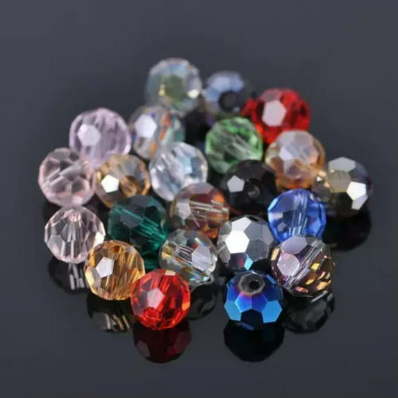 U8MO 3mm 4mm 6mm 8mm Round 32 Facets Crystal Glass Loose Crafts Beads Wholesale Lot-Random Mixed-6mm (100pcs)