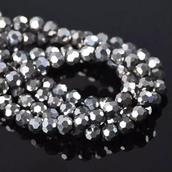 U8MO 3mm 4mm 6mm 8mm Round 32 Facets Crystal Glass Loose Crafts Beads Wholesale Lot-Silver-6mm (100pcs)