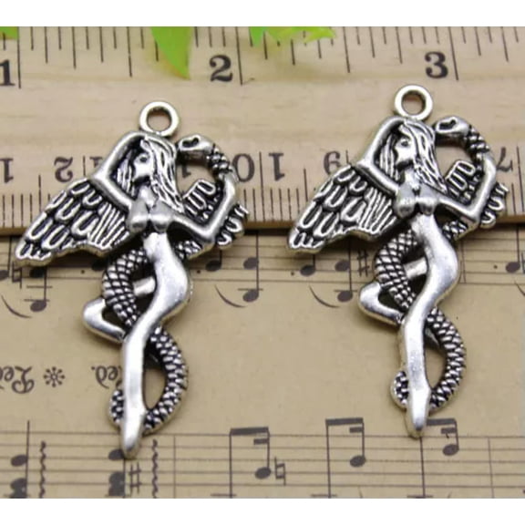 U8MO 4/10/30pc Jewelry Making DIY Snake Angel Alloy Charm Pendants 41x26mm-10pcs