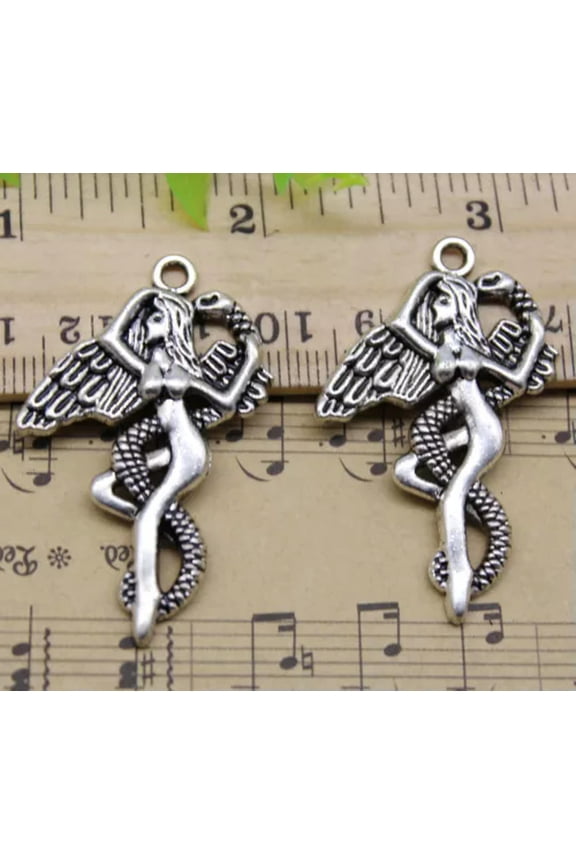 4/10/30pc Jewelry Making DIY Snake Angel Alloy Charm Pendants 41x26mm-10pcs