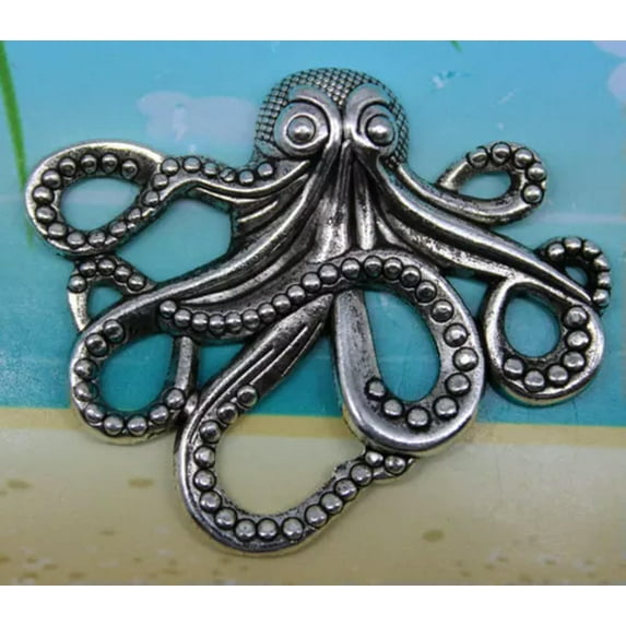 U8MO 4/10/30pcs retro style Big octopus alloy charms pendants 35x43mm-ancient silver-10pcs