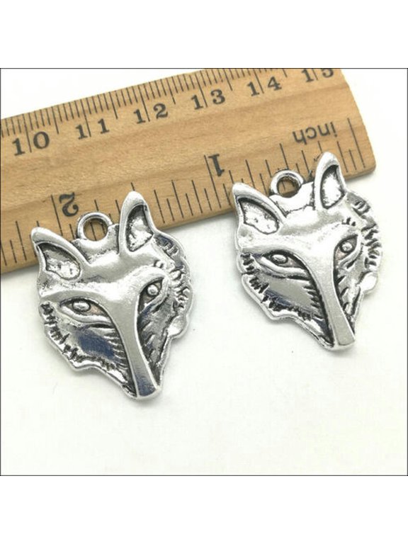 4/10X Big Wolf Head Antique Silver Charms Pendant DIY Jewelry Finding 31*24mm-10pcs