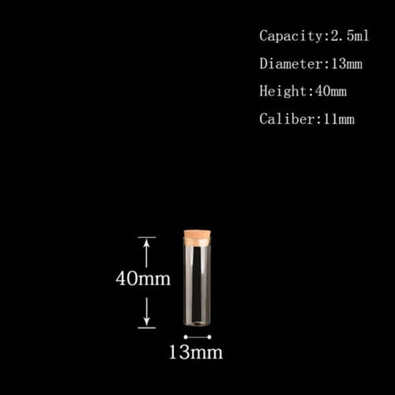 U8MO 4~120ml Cork Stopper Glass Vial Jars Transparent Bung Test Tube Bottle Crafts-4# 13*40mm 2.5ml