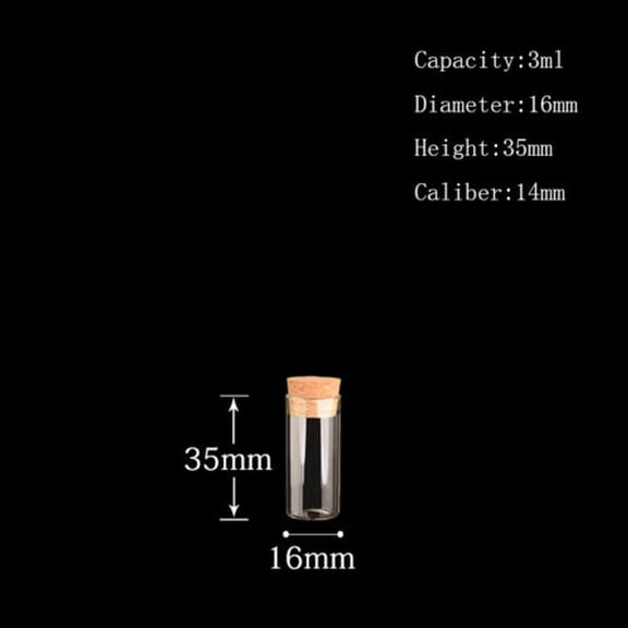 U8MO 4~120ml Cork Stopper Glass Vial Jars Transparent Bung Test Tube Bottle Crafts-5# 16*35mm 3ml