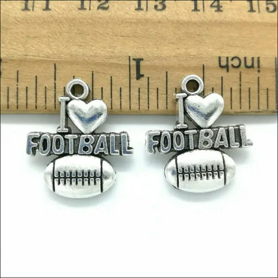 U8MO 4/20/40X Retro I LOVE Football Alloy Charms Pendants Jewelry Making DIY 20*18mm-20pcs
