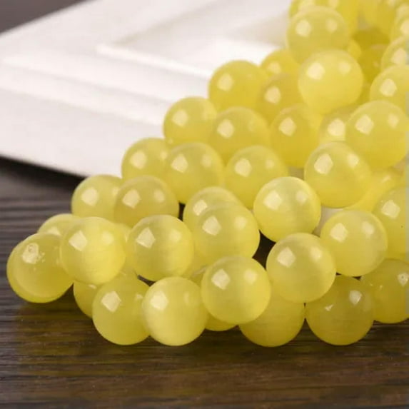 U8MO 4/6/8/10/12/14/16mm Round Cat's Eye Crystal Glass Loose Crafts Beads lot-10# Yellow-10mm (20pcs)