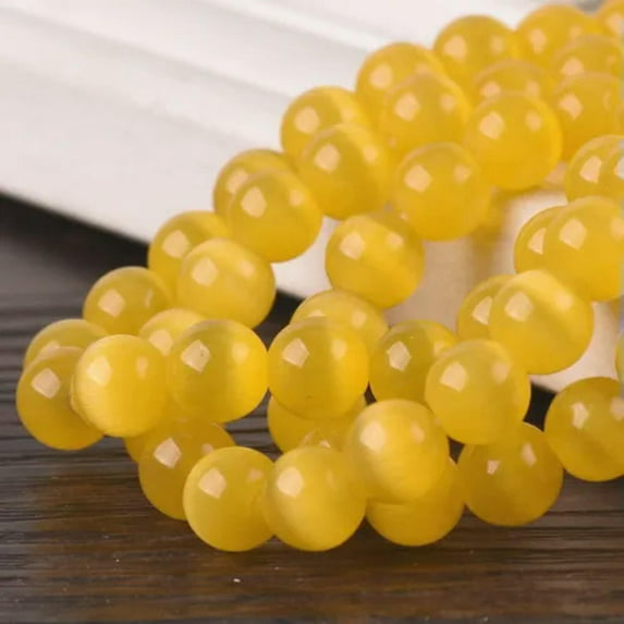 U8MO 4/6/8/10/12/14/16mm Round Cat's Eye Crystal Glass Loose Crafts Beads lot-15# Golden Yellow-12mm (10pcs)