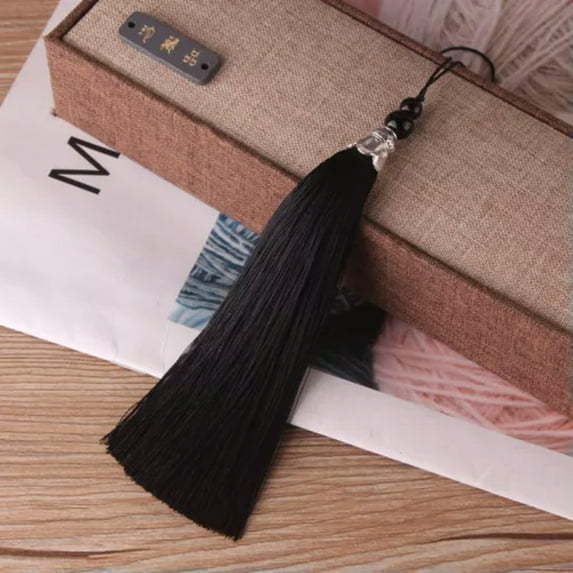 U8MO 4.7'' Hi-Q Rayon Ice Silk Metal Cap Tassel Trim Pendant Jewelry DIY Tassels-19# Black