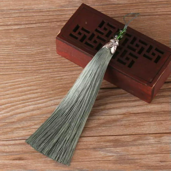 U8MO 4.7'' Hi-Q Rayon Ice Silk Metal Cap Tassel Trim Pendant Jewelry DIY Tassels-7# royal green