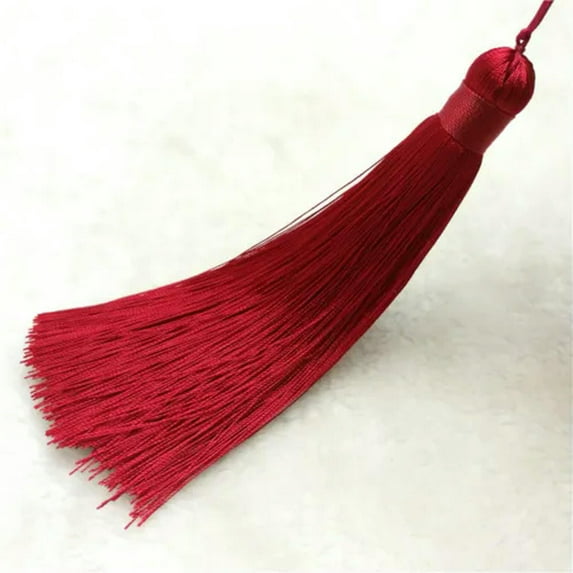 U8MO 4.7'' Rayon Earrings Tassel Trim Pendant Jewelry Making DIY Handbag Pendant-2# wine red