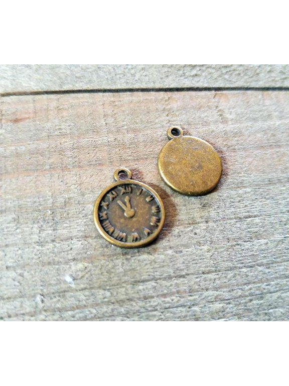 4 Clock Charms Pendants Antiqued Bronze Steampunk Charm Pocket Watch Charms