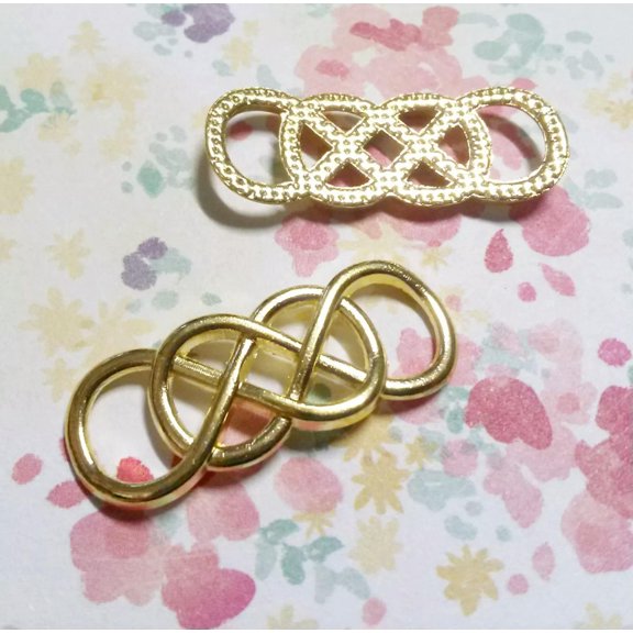 U8MO 4 Infinity Pendants Shiny Gold Loop Charms Connectors Links Double Findings