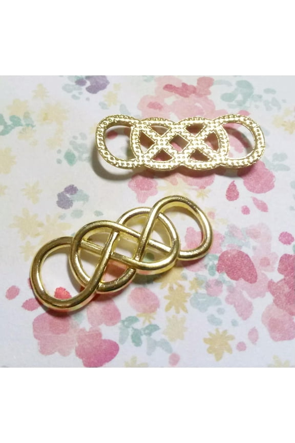 4 Infinity Pendants Shiny Gold Loop Charms Connectors Links Double Findings