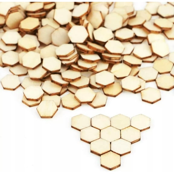 U8MO 40 Honeycomb Wood Cabochons Flatbacks Flat Backs Hexagon Small 10mm Bee Crafts