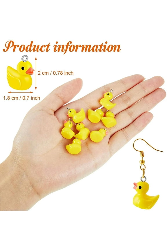 40 Rubber Ducky Charms Yellow Resin Cut Kawaii Jewelry Supplies Set Bath *