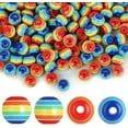 thumbnail image 1 of U8MO 400 Striped Beads 8mm Acrylic Wholesale Bulk Rainbow Colors Assorted Lot Jewelry, 1 of 1