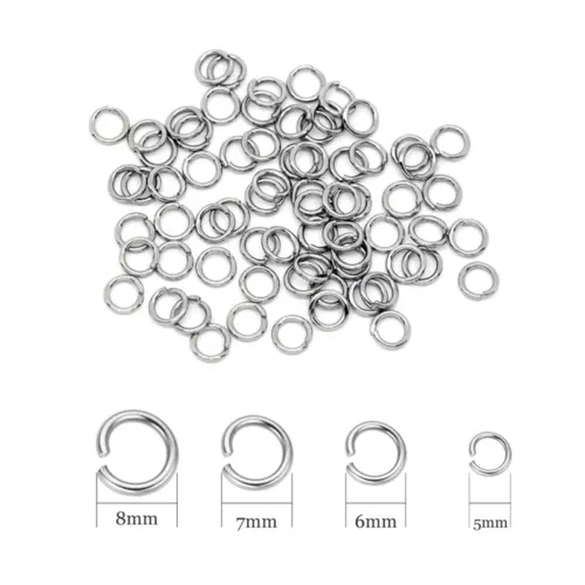 U8MO 4000pc Strong 304 Stainless Steel Open Jump Rings 18 Gauge Unsoldered Loop 5~8mm-5mm