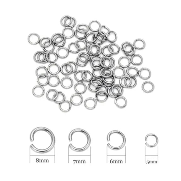 U8MO 4000pc Strong 304 Stainless Steel Open Jump Rings 18 Gauge Unsoldered Loop 5~8mm-5mm