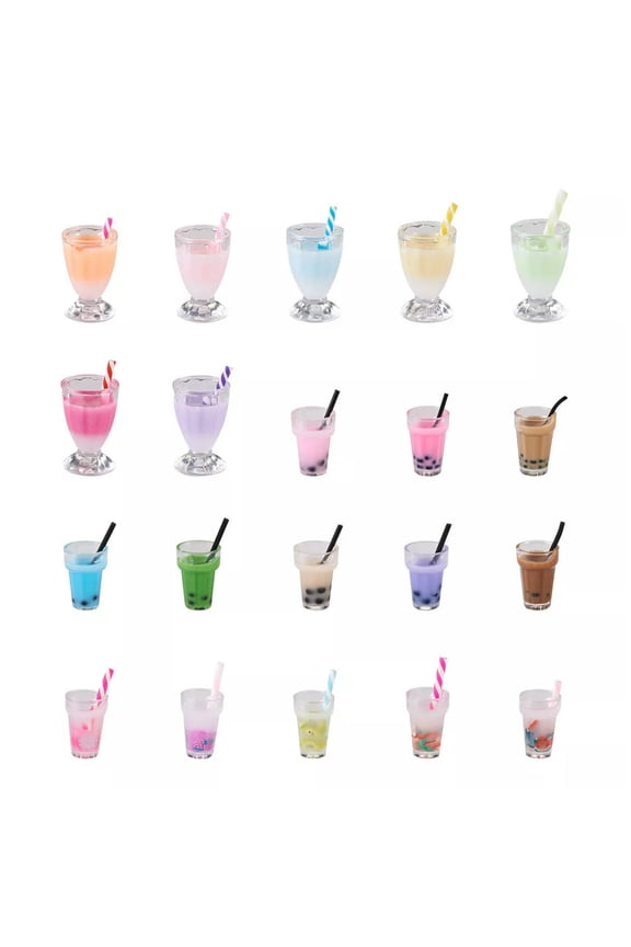 40pcs Imitation Bubble Tea Plastic Resin Pendants Bottle Dangle Charms 26~31mm