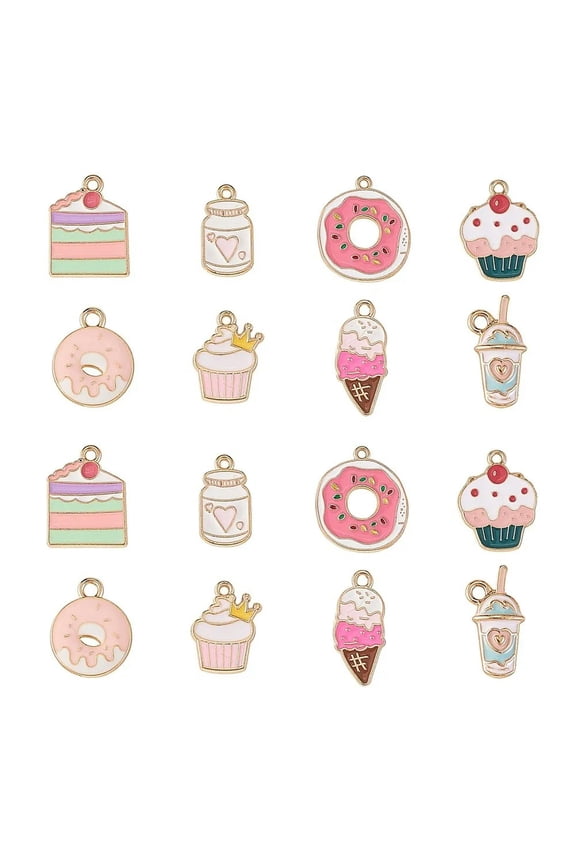 40x Cupcake Donut Cookies Ice Cream Drink Charms Pendants for Jewelry Making