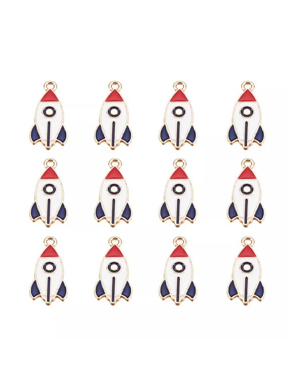 40x Enamel Rocket Charms Pendants for DIY Hair Ornament Keychain Jewelry Making