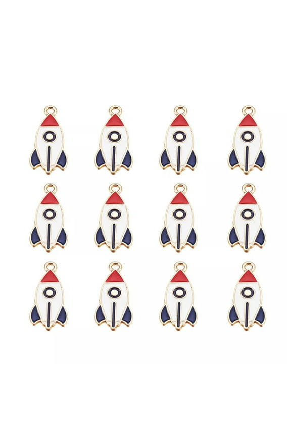 40x Enamel Rocket Charms Pendants for DIY Hair Ornament Keychain Jewelry Making