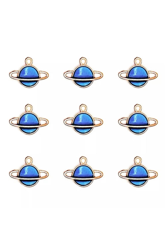 40x Enamel Star Global Pendants Planet Blue Charms Pendants for Jewelry Making