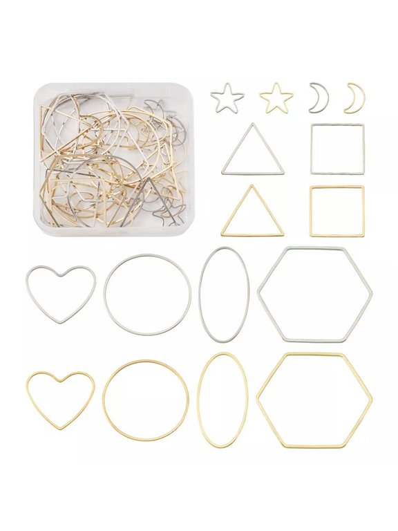 40x Triangle Hexagon Round Ring Oval Heart Square Star Moon Alloy Linking Rings