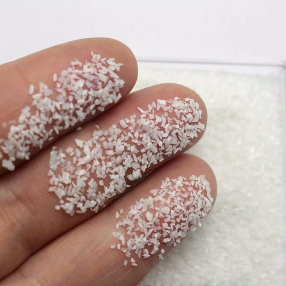 U8MO 45 Gram White Glass Crushed Chips Irregular Shape Nail Art Tips + Storage Box