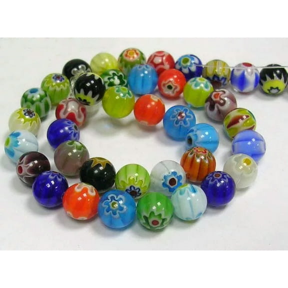 U8MO 48 Wholesale Beads Millefiori Beads Assorted Bulk Beads Glass Beads 8mm Beads