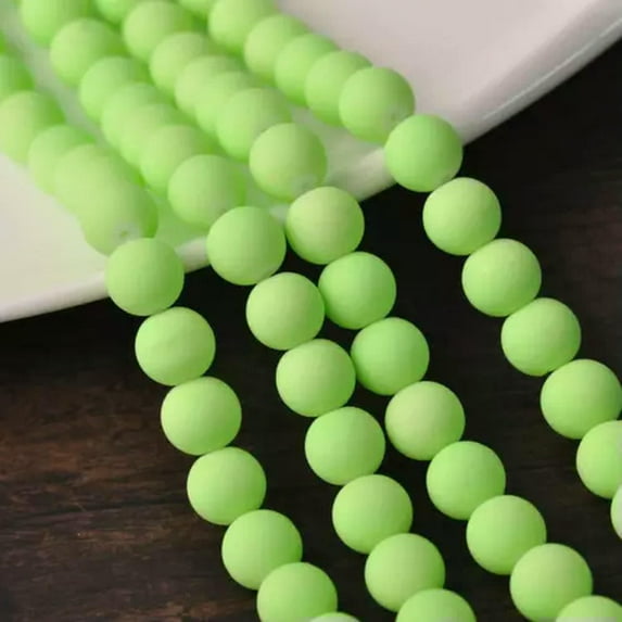 U8MO 4mm 6mm 8mm 10mm Matte Rubber-Like Round Glass Loose Beads for Jewelry Making-Verdancy-10mm(20pcs)
