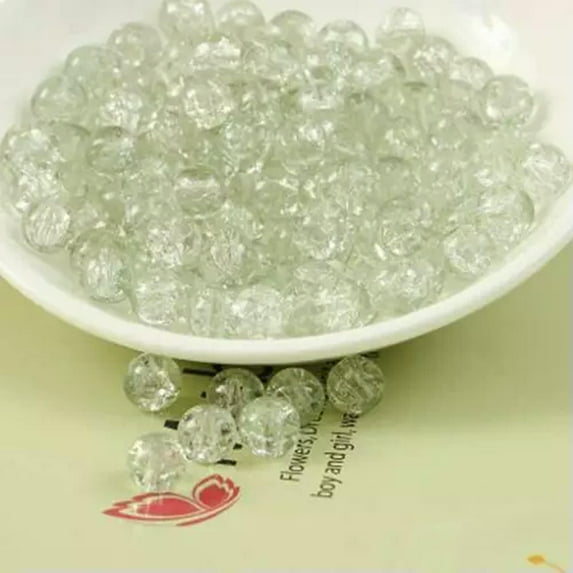 U8MO 4mm 6mm 8mm 10mm Round Crackle Crystal Glass Loose Crafts Beads Wholesale lot-Clear-8mm 20pcs