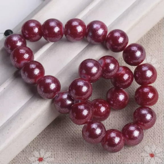 U8MO 4mm 6mm 8mm 10mm Round Shiny Foil Coated Opaque Glass Loose Spacer Beads-Dark Red-10mm 20pcs